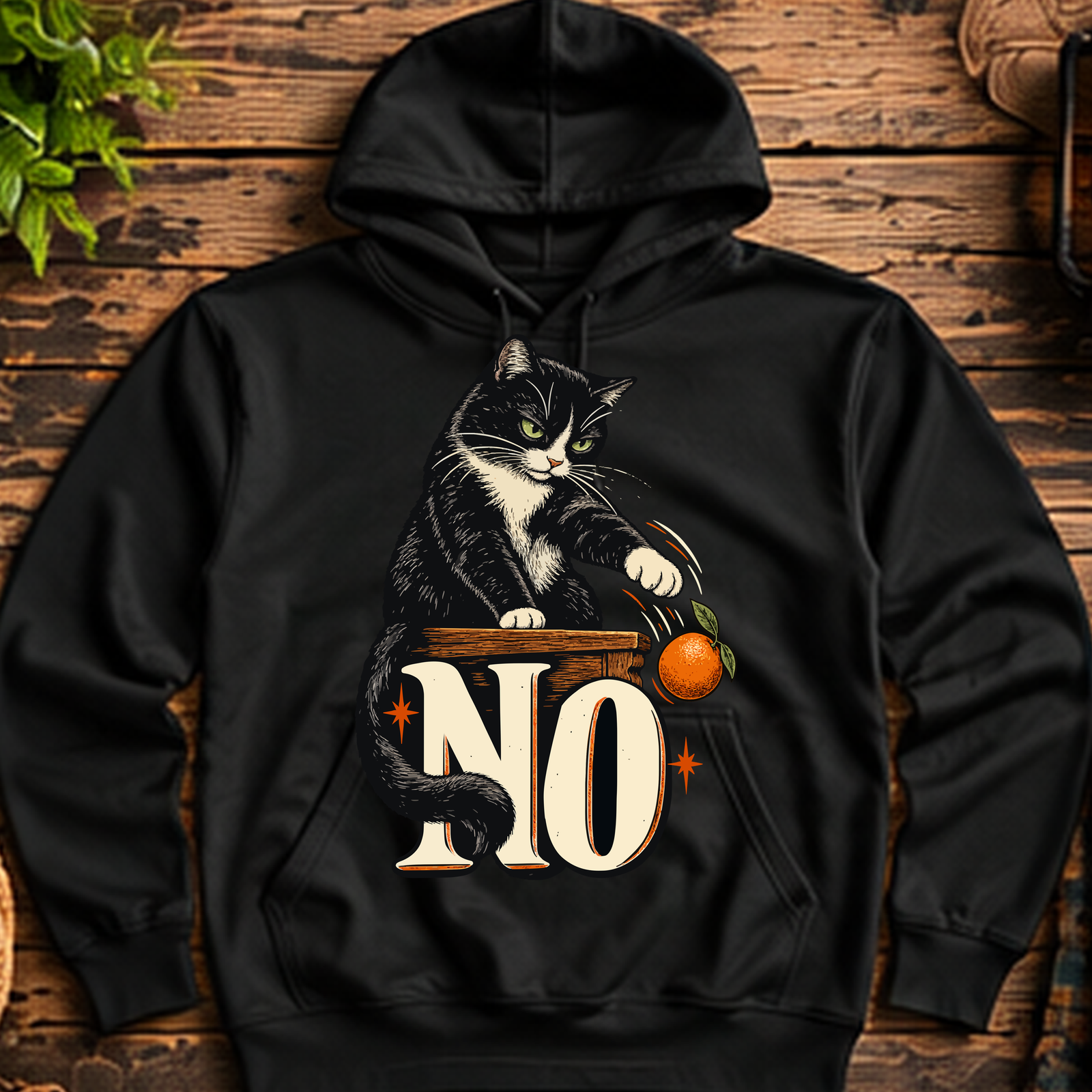 Cat Says No Pullover Hoodie